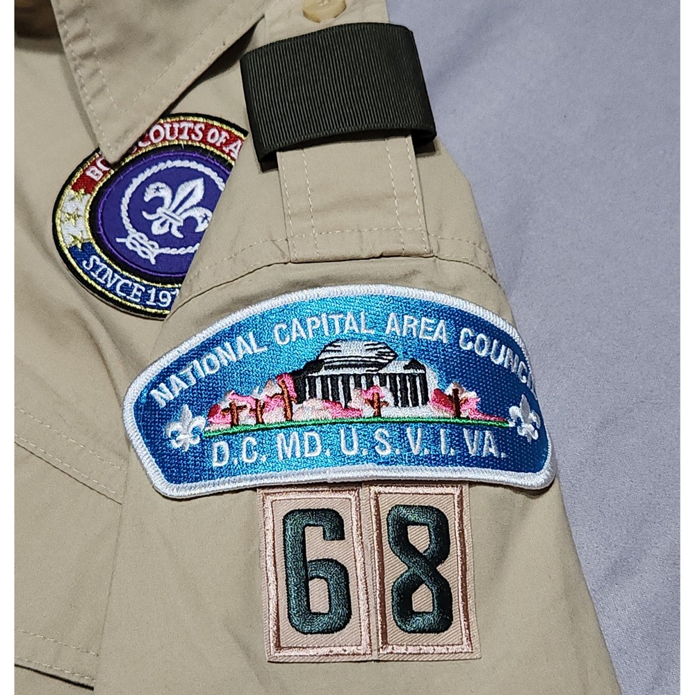 Boy Scouts of America BSA Ladies Small Khaki Short Sleeve Uniform Shirt Patches - Picture 4 of 6